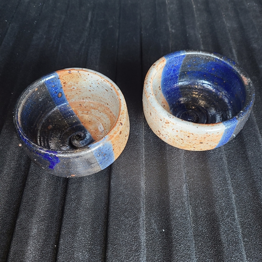 Raku clay glazed saki bowls